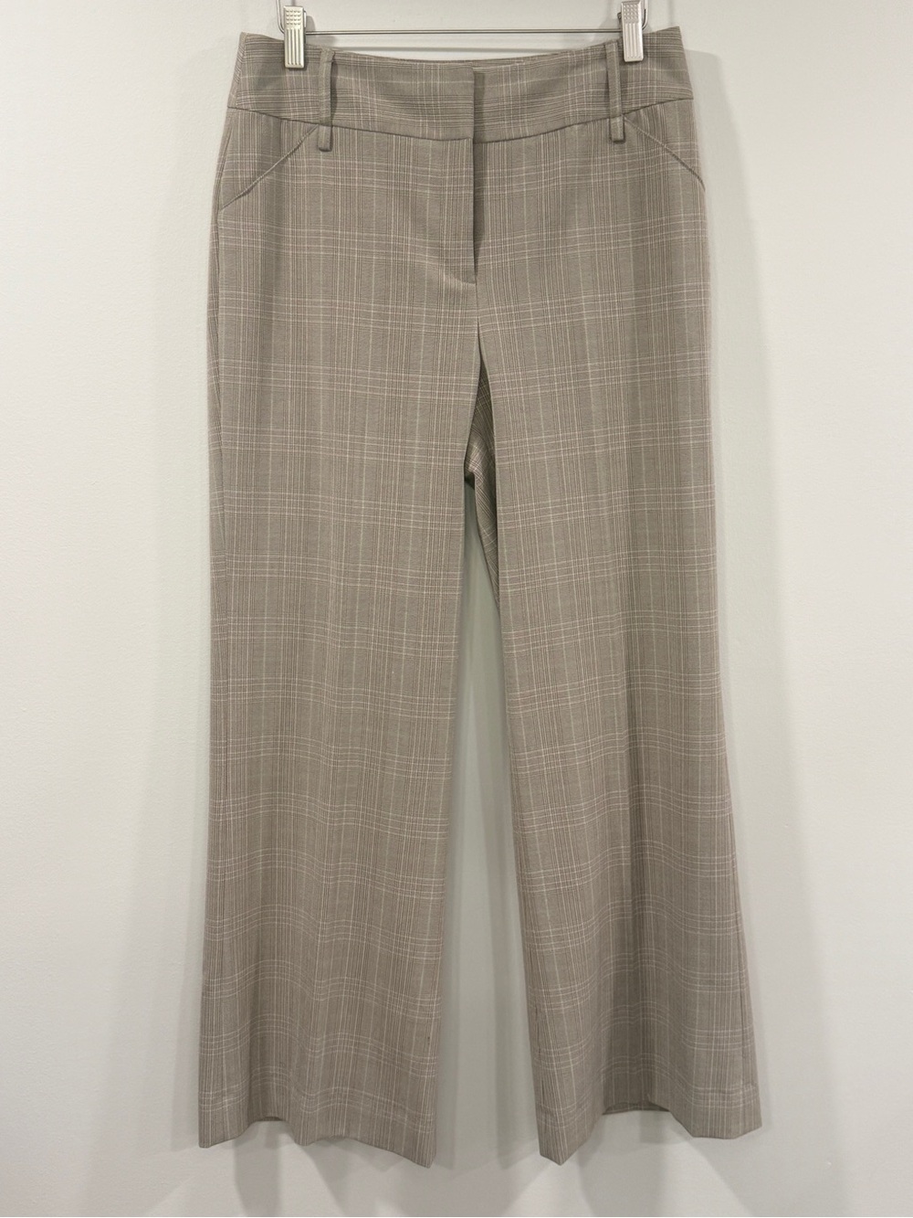 Rafaella Women’s Taupe Plaid Wide-Leg Dress Pants Size 8